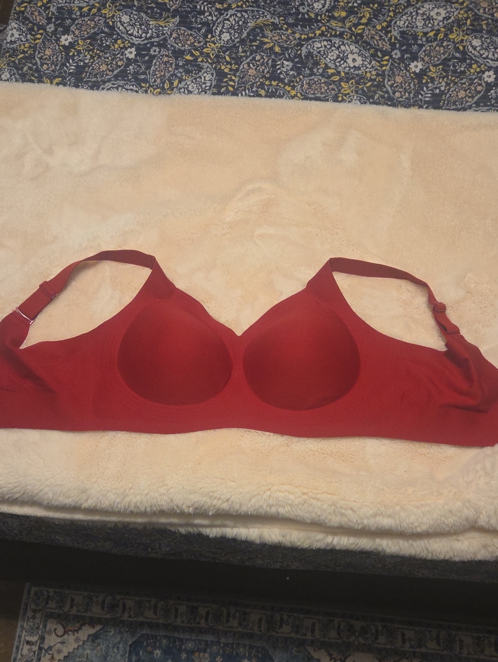 Seamless Red Wireless T-Shirt Bra - Comfortable Support